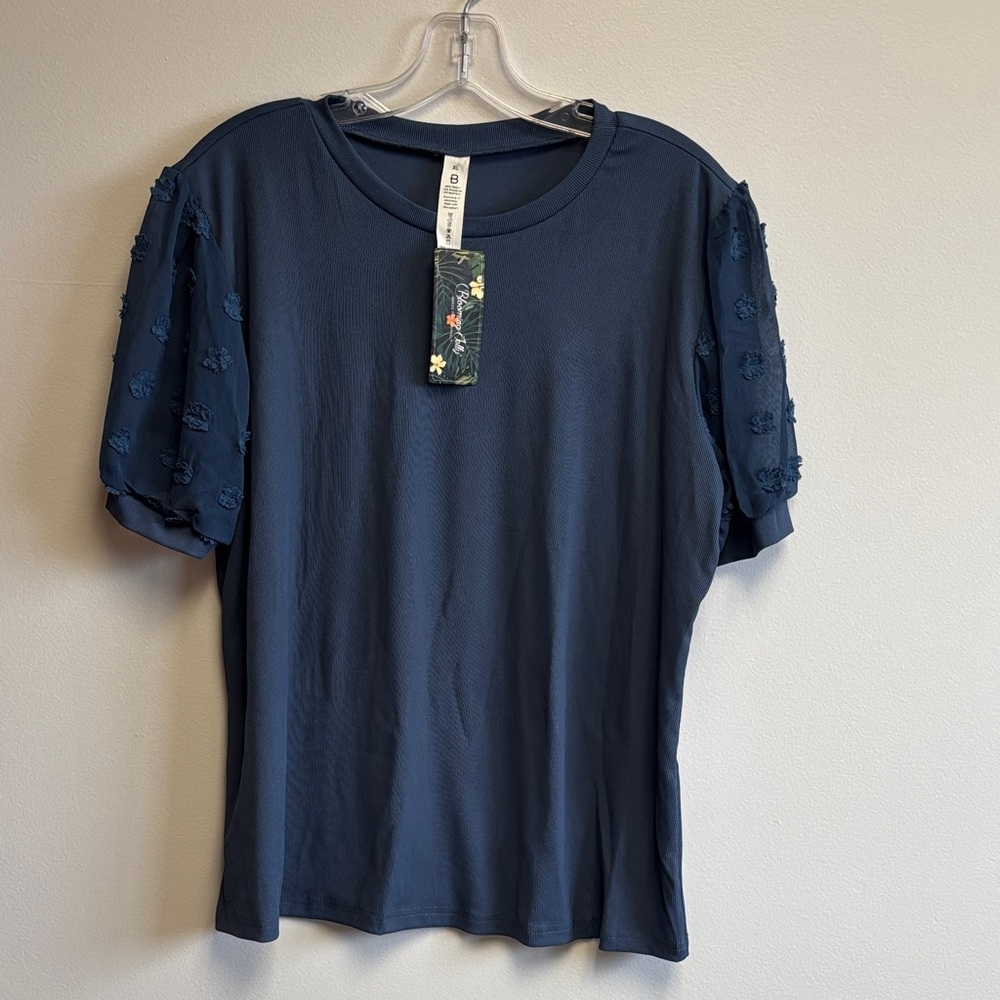 Stylish Navy Blue Short Sleeve Women's Top